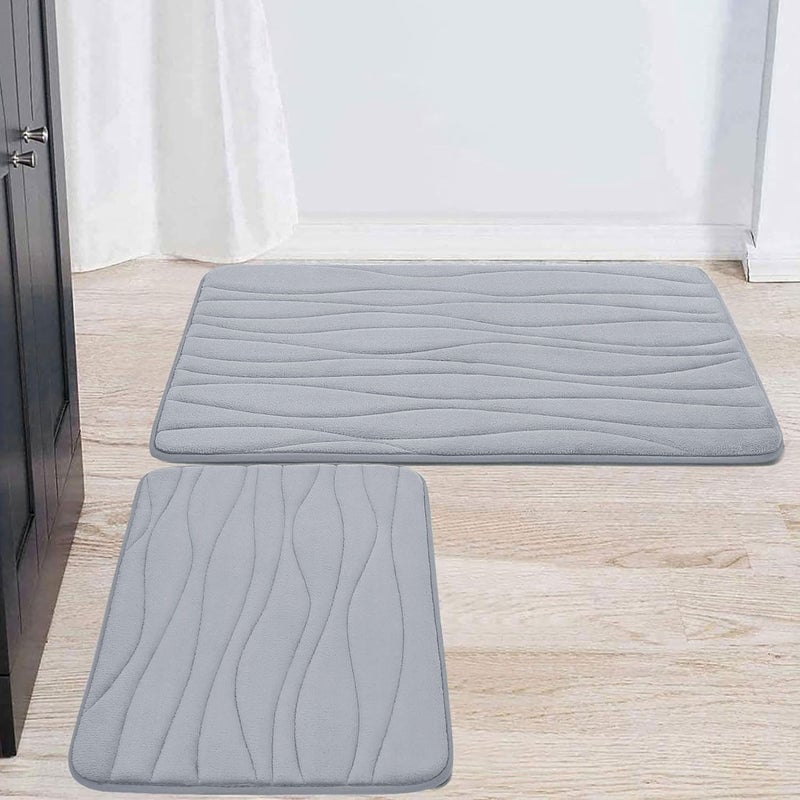 Buganda Premium Memory Foam Bath Mat Non-Slip, Soft, Super Absorbent and Washable Rug (Grey) - Image 1