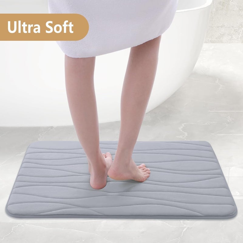 Buganda Premium Memory Foam Bath Mat Non-Slip, Soft, Super Absorbent and Washable Rug (Grey) - Image 3