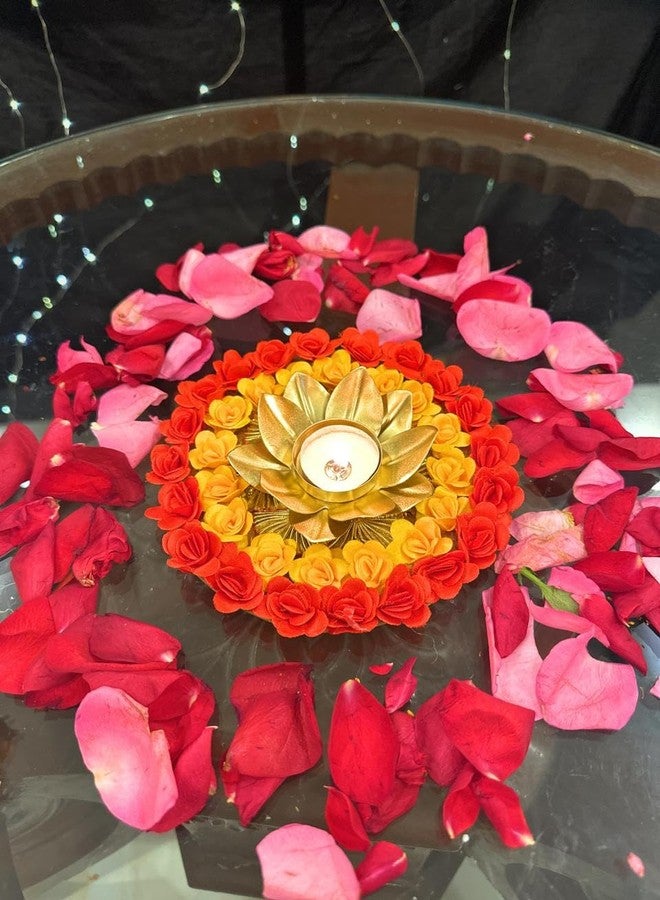 AGAAS ENTERPRISES Decorative Metal Lotus Floor Rangoli Flower Tealight Candle Holder Table Decoration Diwali/Festival Decoration Corporate Gift