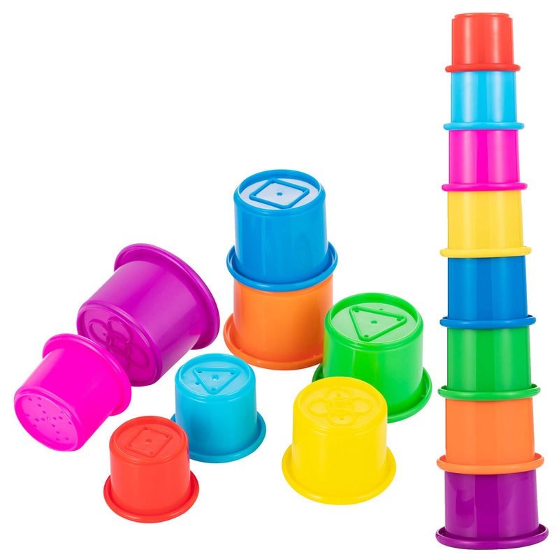 Driddle Colorful Stacking Nesting Cups 8 Cups Fun Color Learning Toy Great Bath Beach Toy for Baby Toddler Kids Preschool Game - Image 4