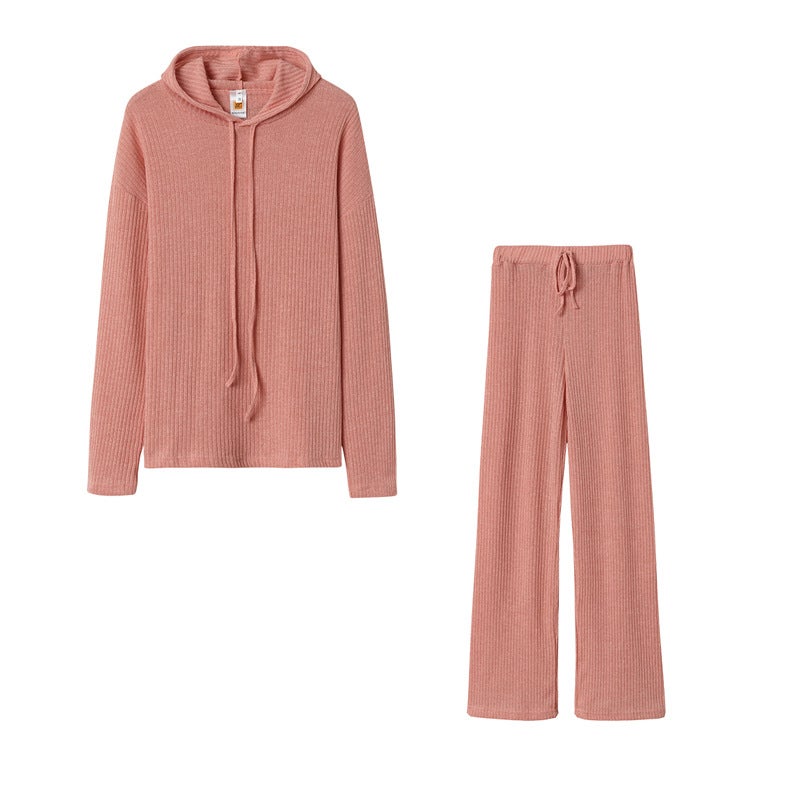 Amazon Cross-border European and American Womens 2021 Spring and Autumn Long Sleeve Loose Hooded Casual Pants Set Coffee  - Image 5