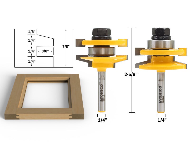 YONICO Cabinet Door Rail and Stile Router Bits Set 2 Bit Bevel 1/4-Inch Shank 12247q - Image 2