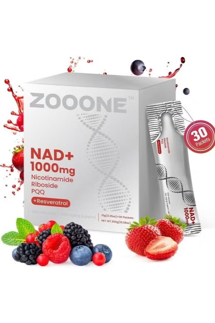 حديقة الحيوان مشروب مسحوق بنكهة التوت NAD+ لدعم شيخوخة البشرة والطاقة والتركيز - 30 عبوة - Image 1