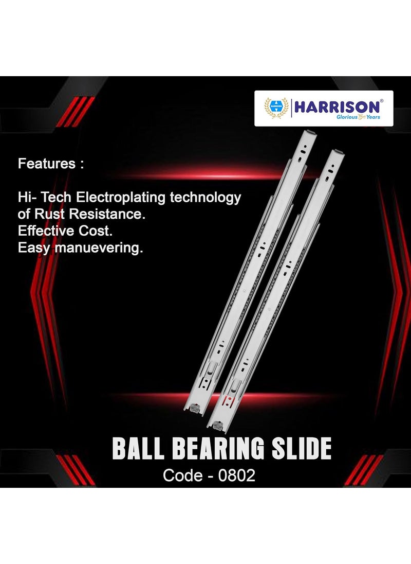 Harrison Harrison Telescopic Ball Bearing Slide 0802 Drawer Channel Stainless Steel 14 inch Soundless Modular Kitchen Drawer Slides Rust Free Load Bearing Capacity 45 kg Furniture Hardware  - Image 3