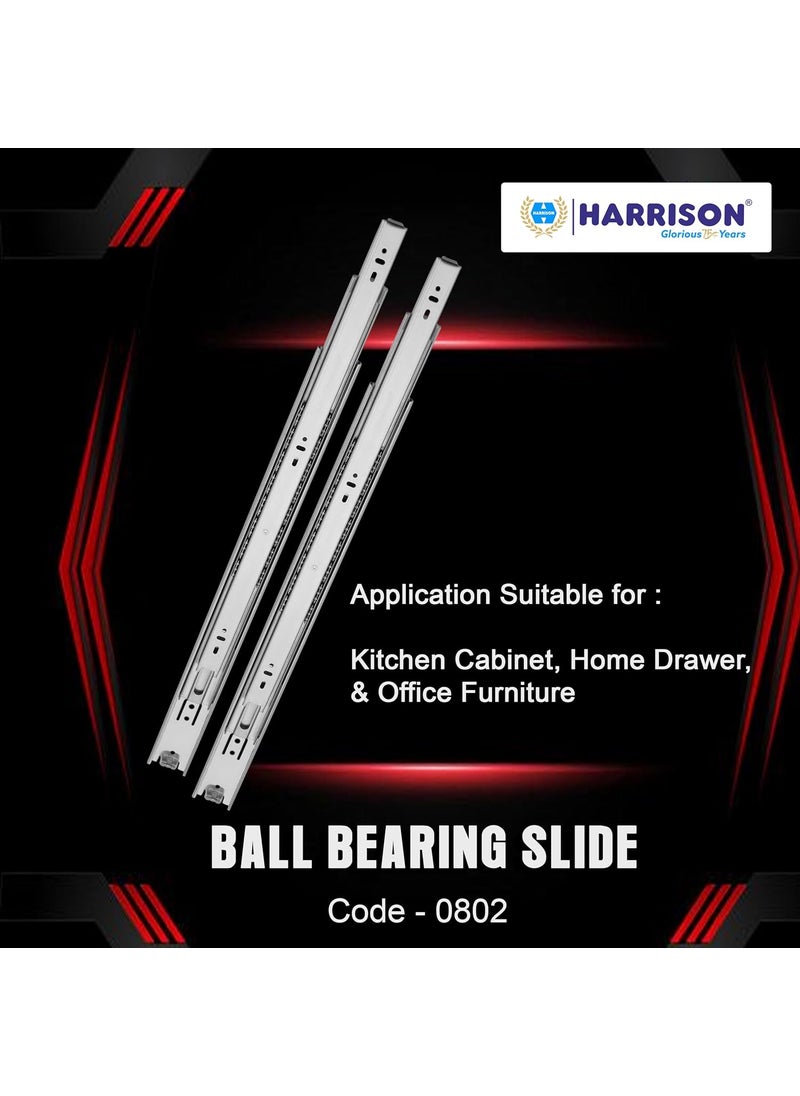 Harrison Harrison Telescopic Ball Bearing Slide 0802 Drawer Channel Stainless Steel 14 inch Soundless Modular Kitchen Drawer Slides Rust Free Load Bearing Capacity 45 kg Furniture Hardware  - Image 4