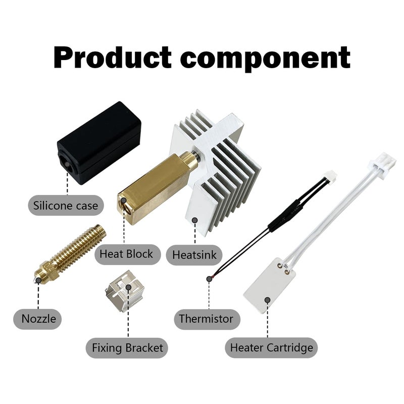 HzdaDeve 0.4MM Ceramic Hotend for Centauri Carbon Print Head Extruder Kit Hot End Heat Sink Hardened Steel Brass Nozzles with Extra 2PK Silicone Cover and 2PK Nozzle Brushes for Elegoo Centauri - Image 2
