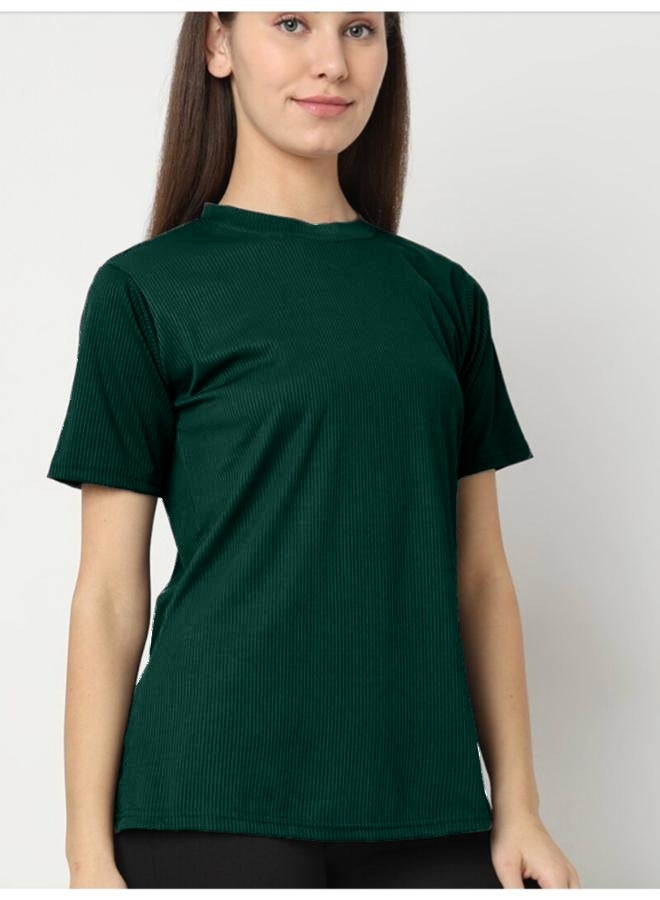 Self Design Round Neck short Sleeves Anti Odour Cotton T-shirt Free Size - Image 1