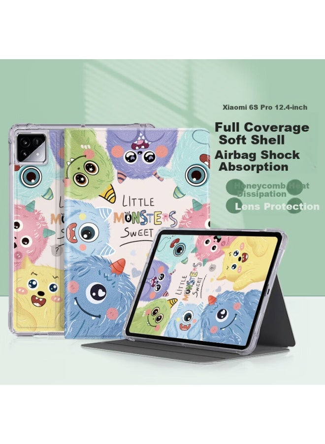 Shell Sister Qiaojiejie Protective Case For Xiaomi Pad 6s Pro, 12.4-inch Xiaomi Pad 6s Pro Tablet Case Model Tablet Computer, Cute Cartoon Design, Slim Full Coverage Shockproof - Image 1