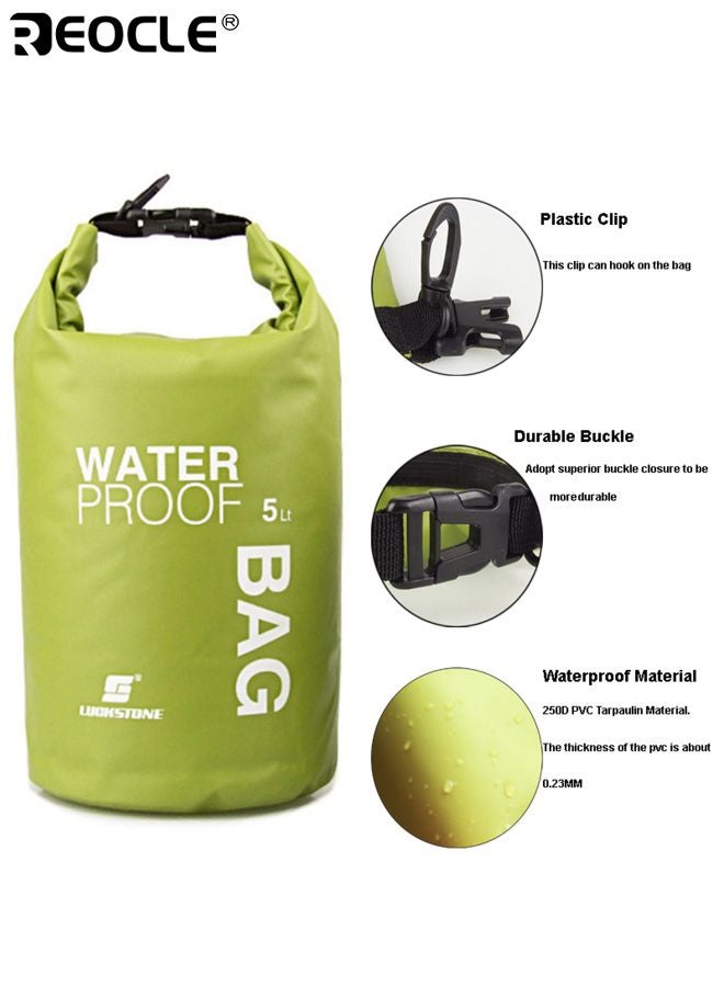 REOCLE 5L Waterproof Bag Wet Dry Separator Large Capacity Zippered Storage Pouch Foldable Bag 250D PVC Mesh Fabric Suitable for Outdoor Activities Like Hiking Rafting Surfing - Image 3