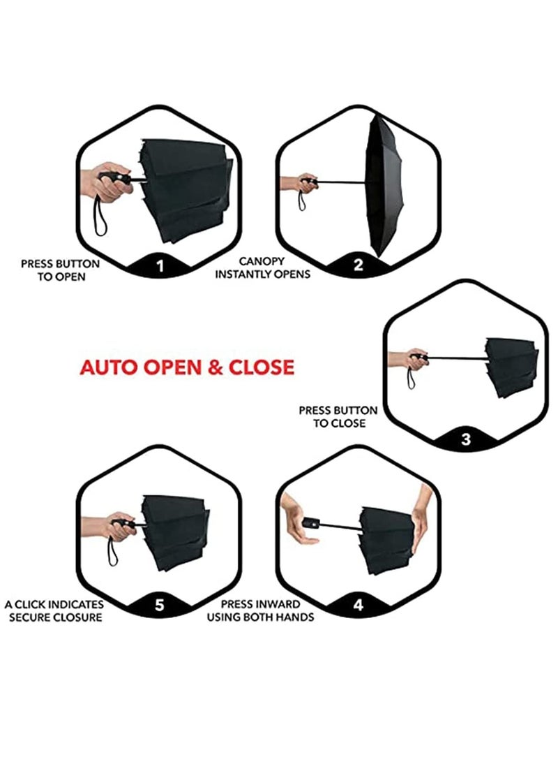 UV Umbrella for Summer and Sun Protection, Windproof Folding Travel Umbrella Suitable for Sunny and Rainy Weather, Portable Stylish Sun Umbrella with Automatic Open/Close Function