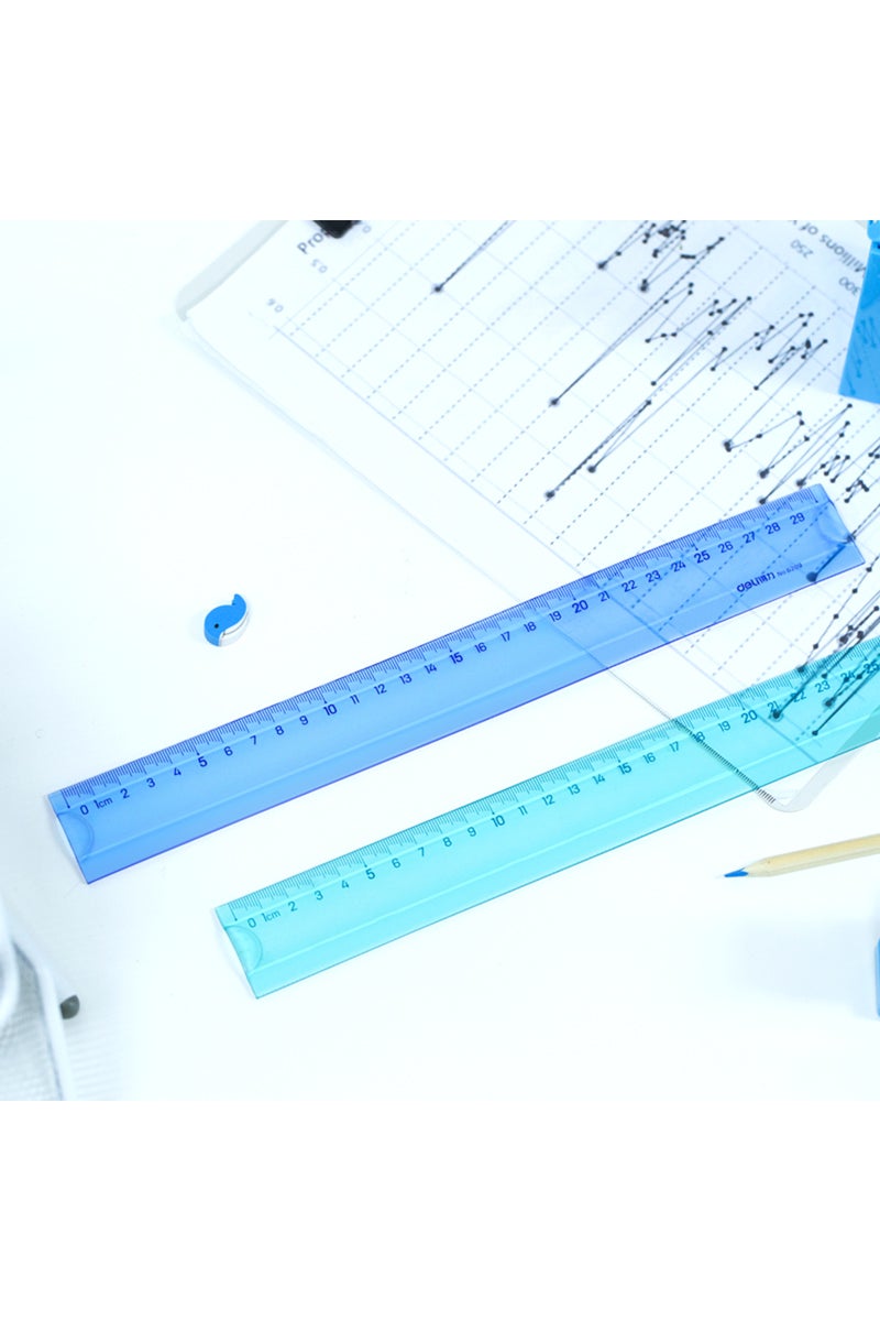 Deli 6209 Ruler, 30cm (12 Inch) Flexible Transparent, Blue/Green – For School & Daily Use - Image 4