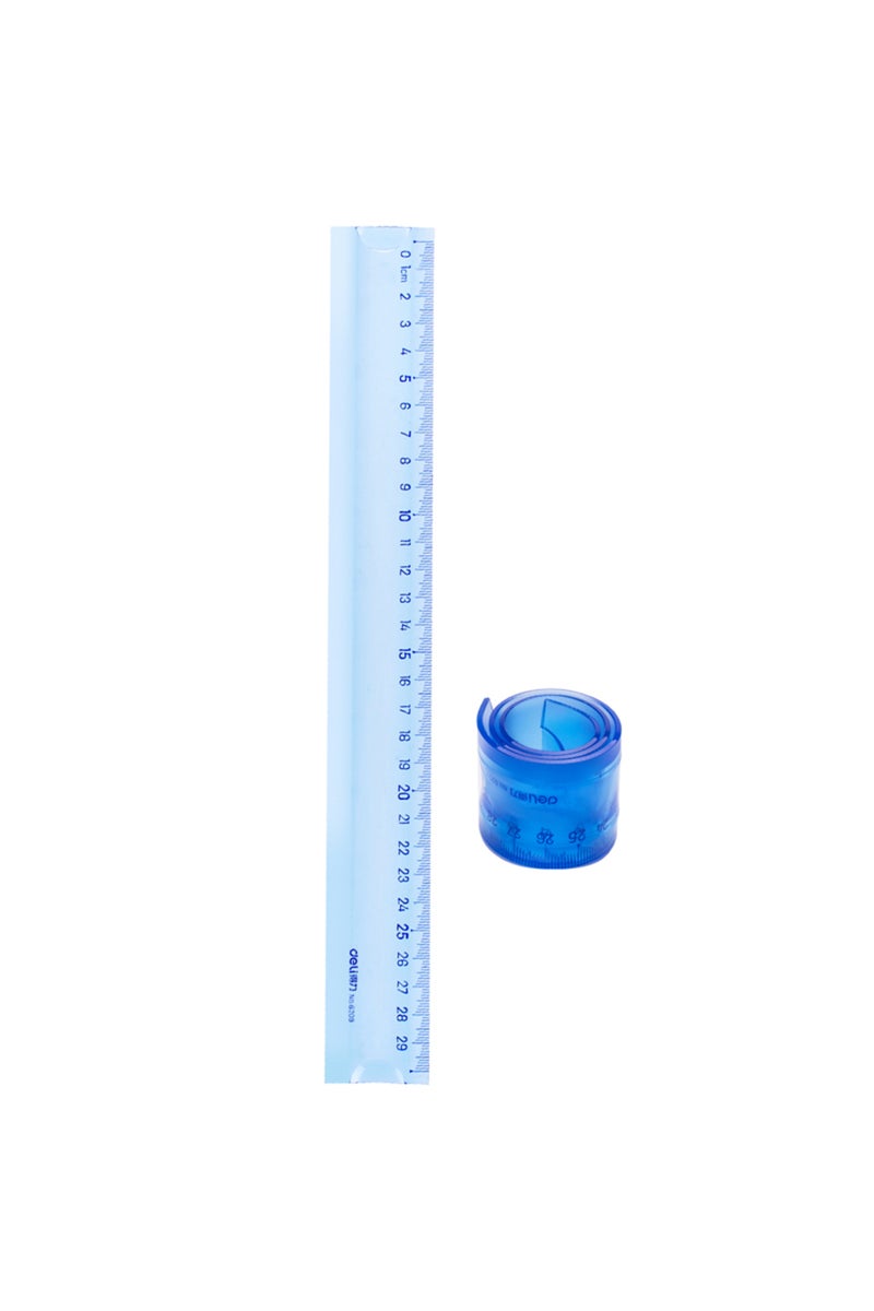Deli 6209 Ruler, 30cm (12 Inch) Flexible Transparent, Blue/Green – For School & Daily Use - Image 3