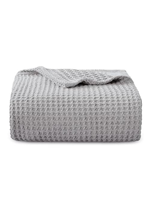 Bedsure Bedsure 100 Cotton Blanket Twin XL Size for Bed  Breathable and Soft Waffle Weave Blanket for Summer Spring Grey 66x90 inches 