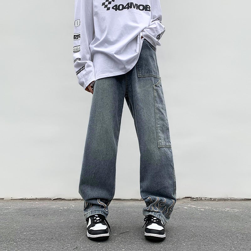 Casual Hip-Hop Wide Leg Pants Blue
