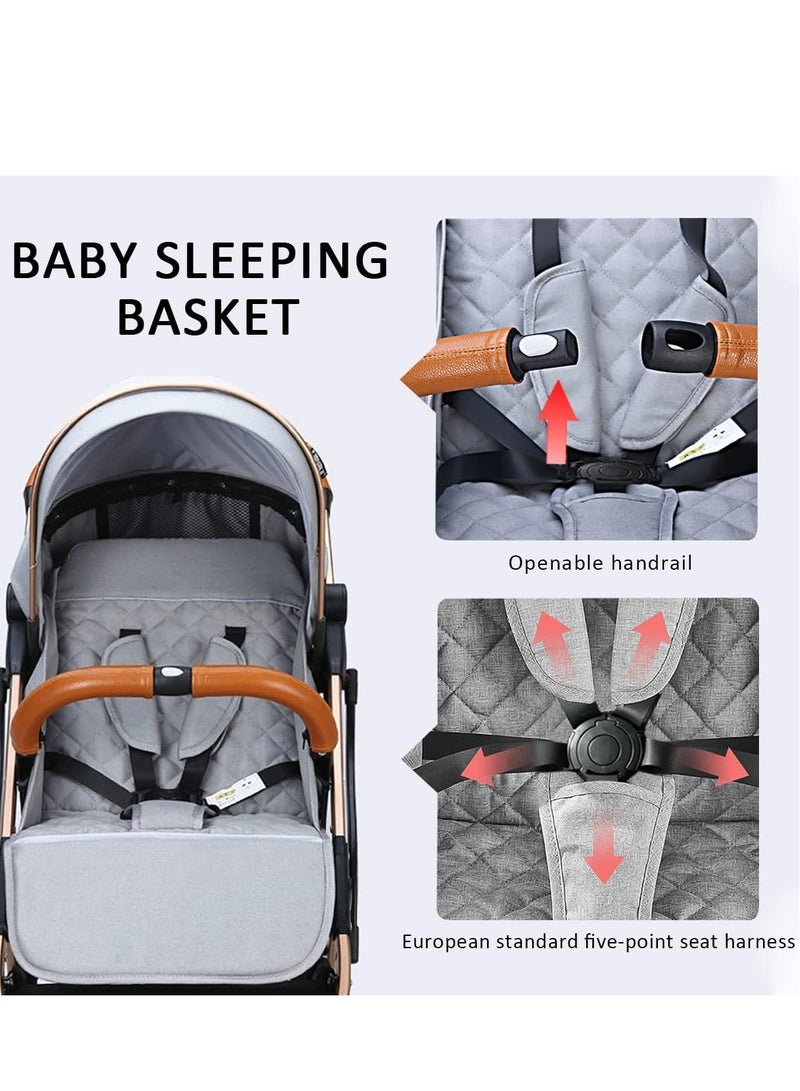 Baby Carriage, Lightweight Baby Stroller, Lightweight Foldable Travel Buggy with 5-Point Harness, Adjustable Seat Back and Oversize Basket Folds with 1 Hand, Sleep Shade - Great for Airplane - Image 5