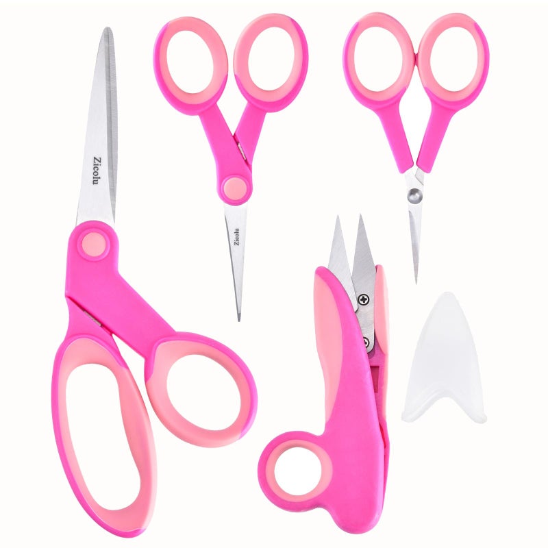 Zicolu Premium Sewing Scissors Bundle: Heavy Duty Fabric, Detail Embroidery & Small Selvedge Scissors, Thread Snips for Tailoring, Dressmaking, Quilting & Arts&Crafts - Image 1