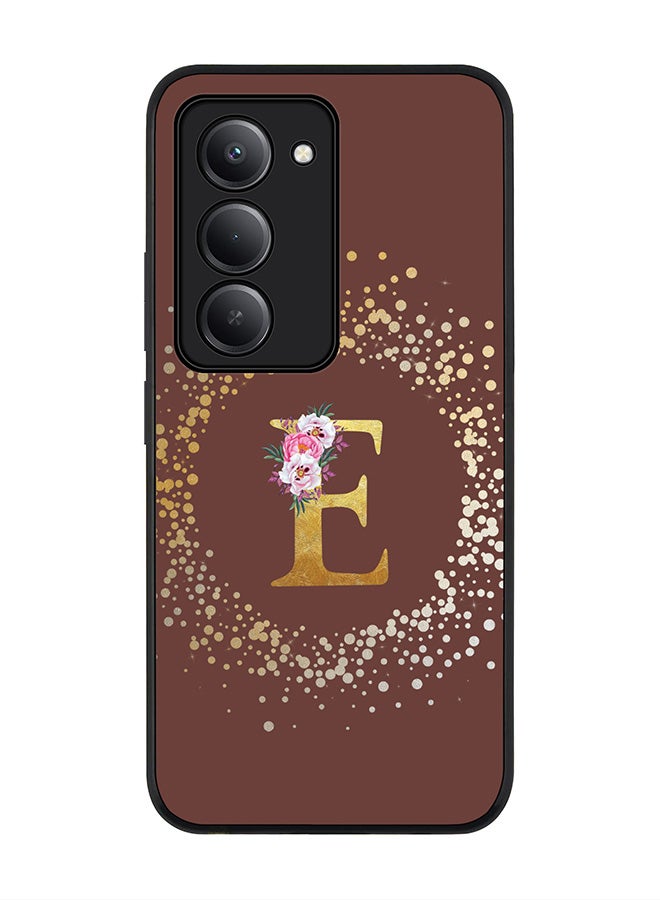 Stylizedd For Xiaomi Redmi 15 5G Case,Slim fit Camera Protection, Shockproof Thin Phone cover  - Custom Monogram Floral - E  (Brown ) - Image 1