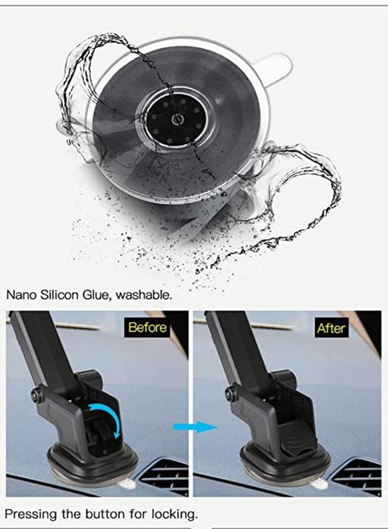 Yesido Car Mobile Holder, 270 Degree Rotation & Adjustable Mobile Stand for Car Dashboard Windshield, Universal Cell Phone Holder with Suction Cup, Release Button and Lock Mechanism - Image 3