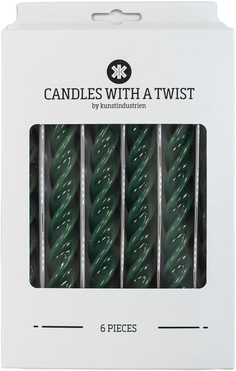 شموع “Candles with a Twist®”， مصنوعة في إيطاليا، متوفرة بـ 25 لونًا، شموع للعشاء، شموع ملتوية تحترق لمدة 5 ساعات، شموع مخروطية الشكل، مطلية، مجموعة هدايا من الشموع بدون رائحة، 6 قطع. الحجم: 2.2 × 21 سم (لون أخضر). - Image 2