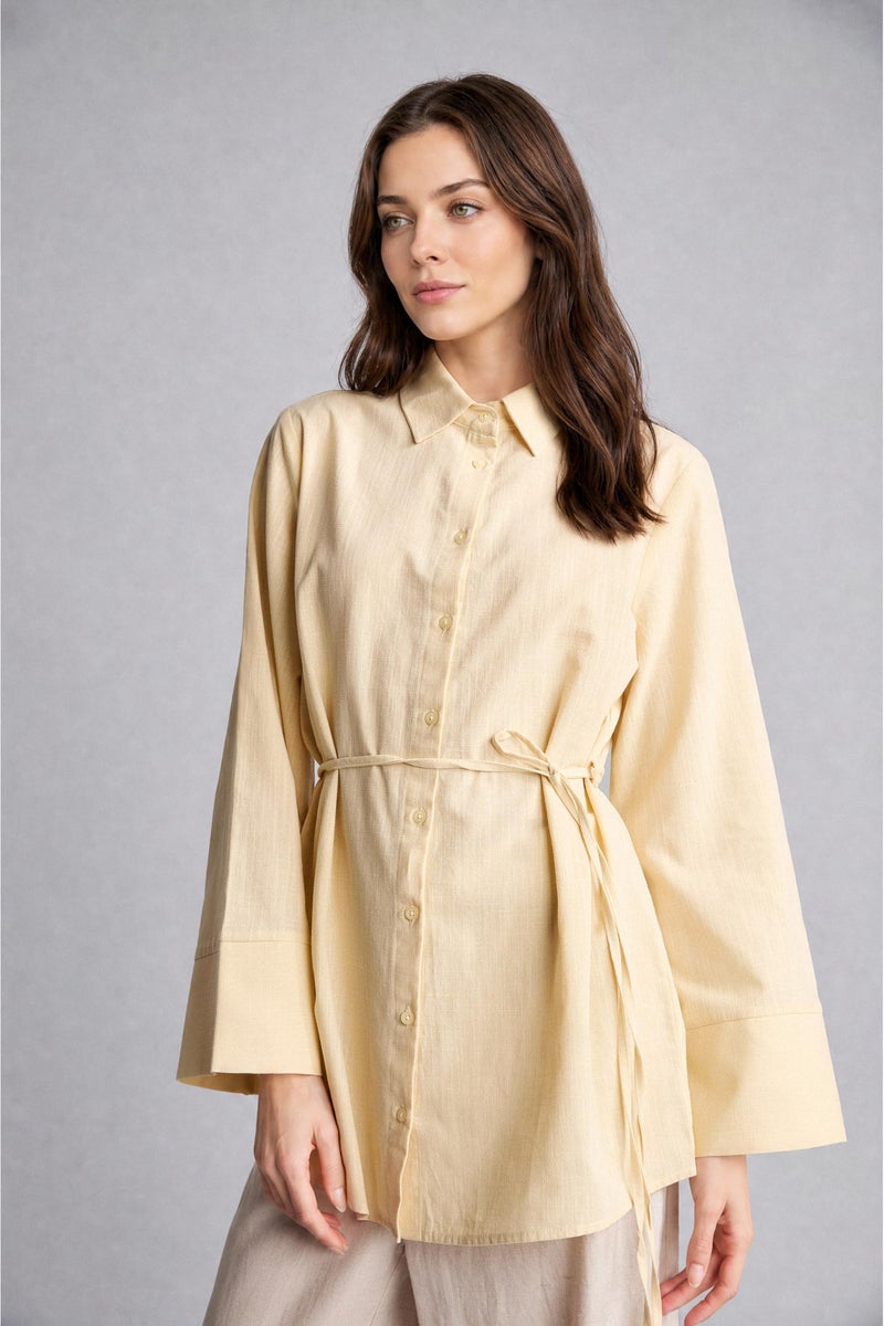 DeFacto Beige Woman Regular Fit Long Sleeve Tunic Casual - Image 3