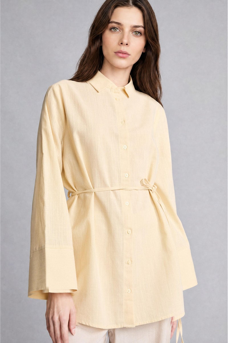 DeFacto Beige Woman Regular Fit Long Sleeve Tunic Casual - Image 1