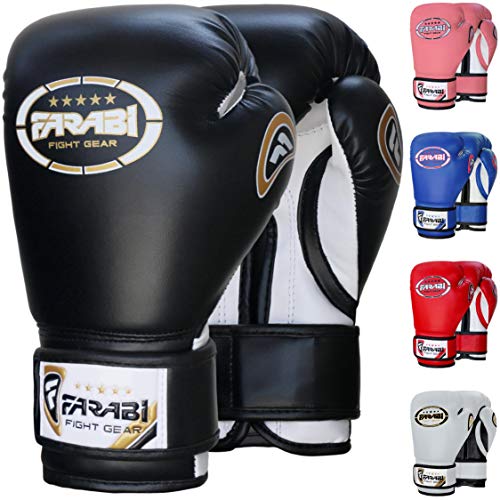 Farabi Sports Kids Boxing Gloves 4-8 oz for Junior, Youth, Boys and Girls - Training Gloves for MMA, Muay Thai & Punching Bag (Black, 8-oz) - Image 1