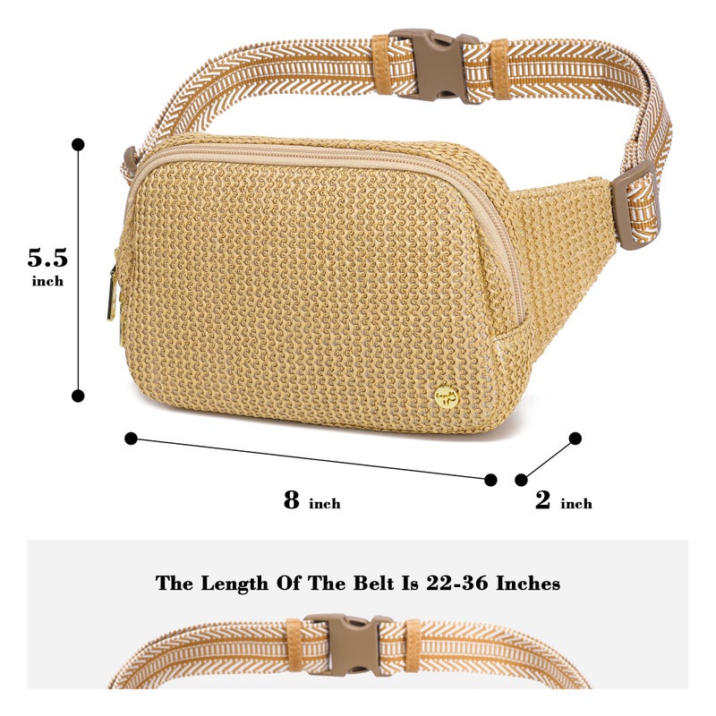 INICAT Faux Straw Belt Bag Summer Purses Beach Crossbody Fanny Pack Waist Women Travel Vacation Essentials RFID - Image 4