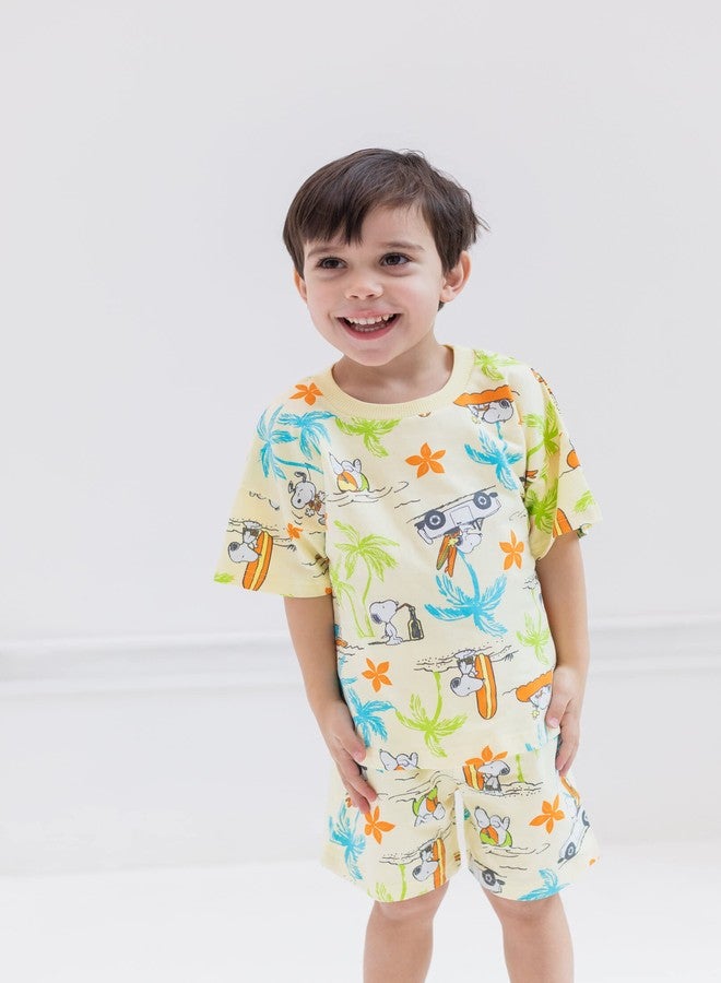 Peanuts Snoopy Woodstock Toddler Boys French Terry Graphic T-Shirt and Shorts Outfit Set Multicolor 4T - Image 2