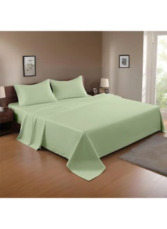 Rest 3-Piece Mint Green Plush 220X240 Flat Bedsheet Set Includes 1 Deep Pocket Flat Bedsheet And 2 Pillow Covers, Breathable And Machine Washable  - Image 1