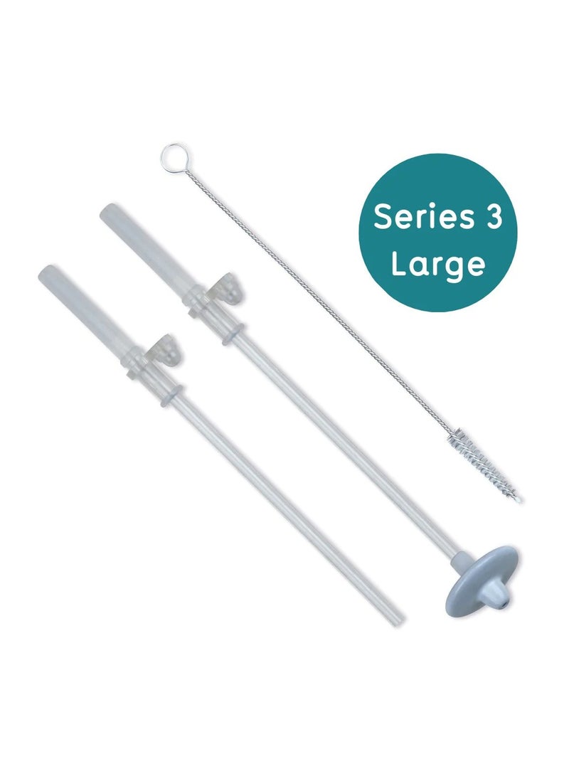 TUM TUM Weighted Silicone Straws & Cleaning Brush Set for Tall Tippy Up Cup (300ml, Series 3) – Includes 2 Spare Straws & 1 Weight – BPA & Phthalate Free