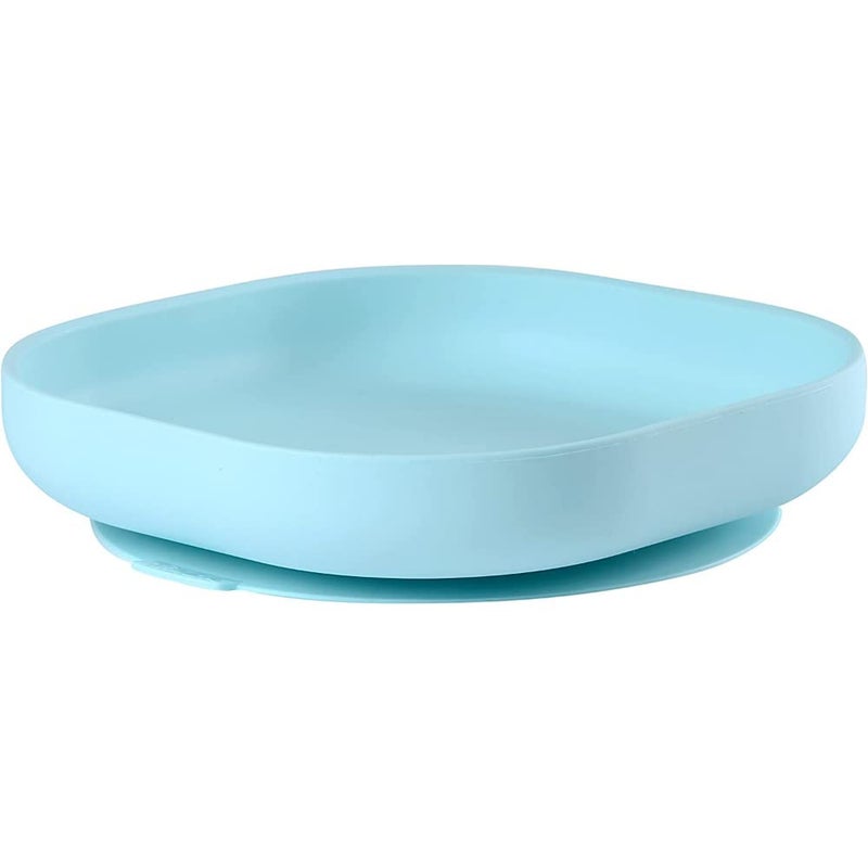 Baba Beaba Baby Silicone Suction Plate - Self Feeding for Toddler - Non Toxic and BPA Free - Durable with Non-Slip Suction Base (Light Blue)(Pack of 1) - Image 1