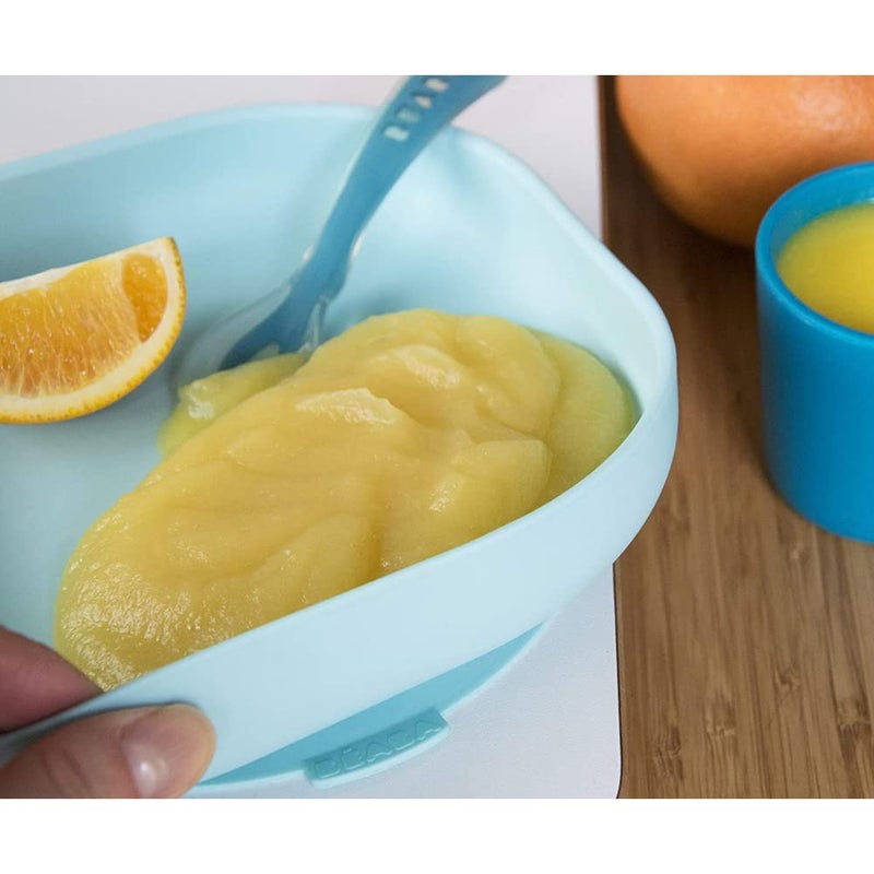 Baba Beaba Baby Silicone Suction Plate - Self Feeding for Toddler - Non Toxic and BPA Free - Durable with Non-Slip Suction Base (Light Blue)(Pack of 1) - Image 2