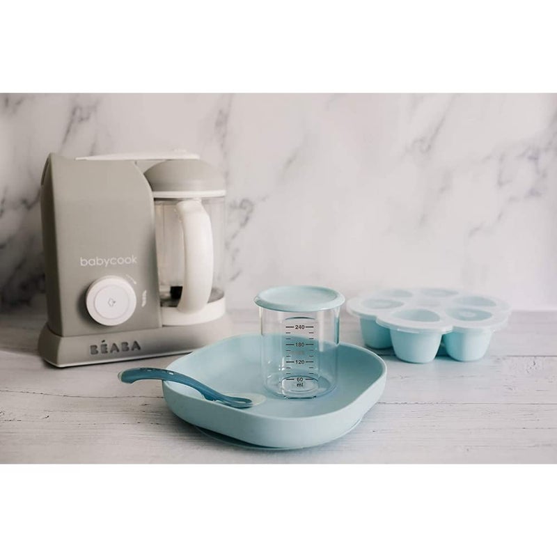 Baba Beaba Baby Silicone Suction Plate - Self Feeding for Toddler - Non Toxic and BPA Free - Durable with Non-Slip Suction Base (Light Blue)(Pack of 1) - Image 4