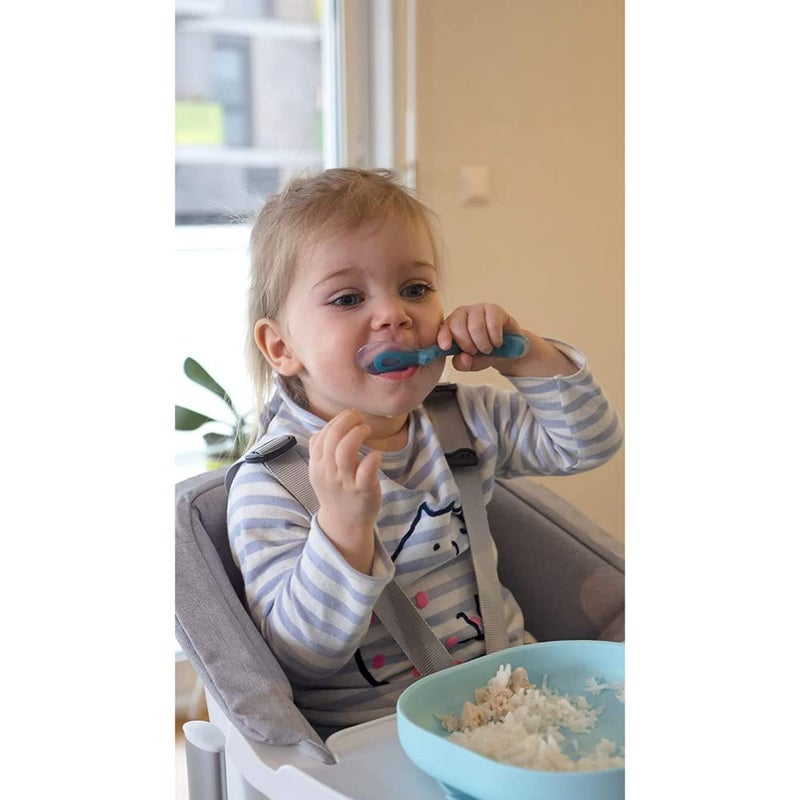Baba Beaba Baby Silicone Suction Plate - Self Feeding for Toddler - Non Toxic and BPA Free - Durable with Non-Slip Suction Base (Light Blue)(Pack of 1) - Image 3