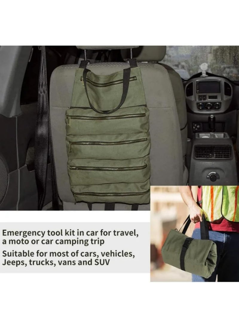 1Pcs Heavy Duty Roll Up Tool Bag Organizer Oxford Fabric Storage for Mechanics Electricians Carpenters Camping Gear Garage with Detachable Pockets Durable Portable Space Saving Design - Image 4