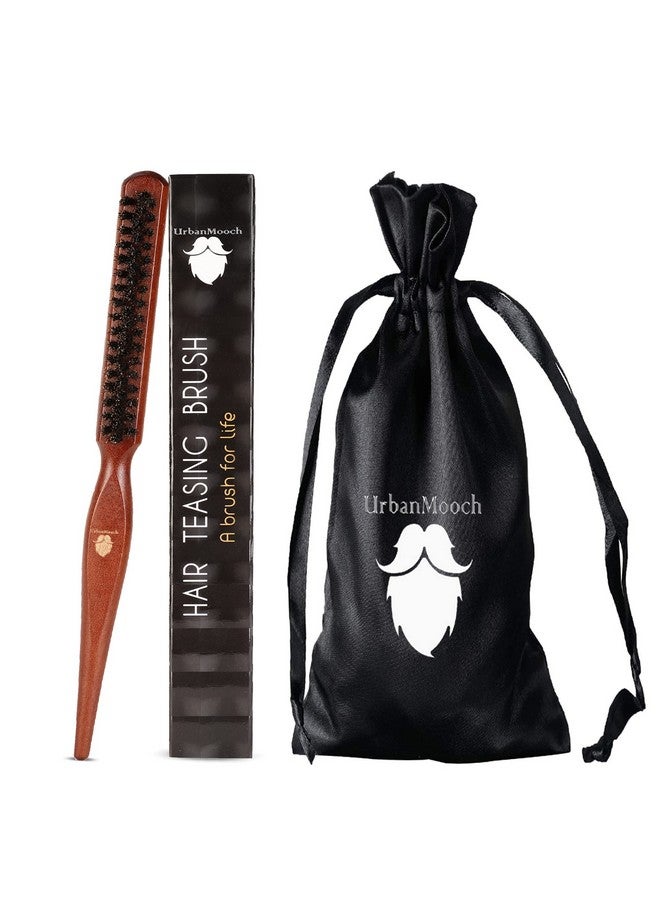 UrbanMooch Boar Bristle Teasing Hair Brush | Boar Bristle Hair Brush For Root Teasing | Adds Volume | Hair Growth | Wooden Hair Brush | For Men & Women - Image 1