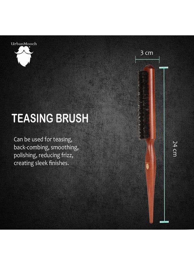 UrbanMooch Boar Bristle Teasing Hair Brush | Boar Bristle Hair Brush For Root Teasing | Adds Volume | Hair Growth | Wooden Hair Brush | For Men & Women - Image 2