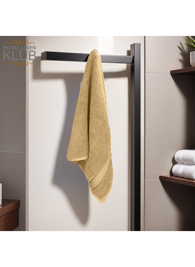 Hotel Linen Klub مناشف استحمام فاخرة من هوتيل لين بعصبة 2 - 100% قطن 650 جرام للمتر المربع بحدود دابي تيري - ناعم جدًا، سريع الجفاف، عالي الامتصاص مقاس: 70x140 سم، Beige  - Image 4