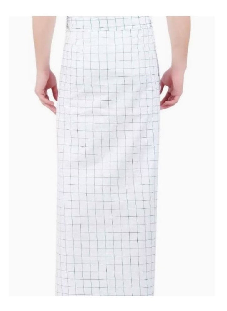 Generic - Cotton men's white and Green Lining Shade Lungi - Image 1