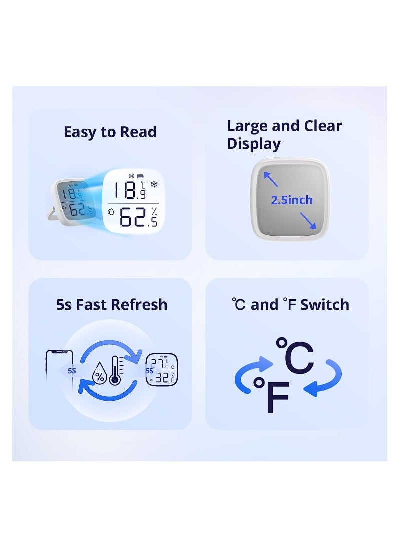 Zigbee Indoor Temperature Humidity Sensor, SNZB-02D LCD Zigbee Thermometer Hygrometer, Works with Alexa & Google Home for Remote Monitoring and Home Automation, ZigBee 3.0 Hub Required, 1-Pack