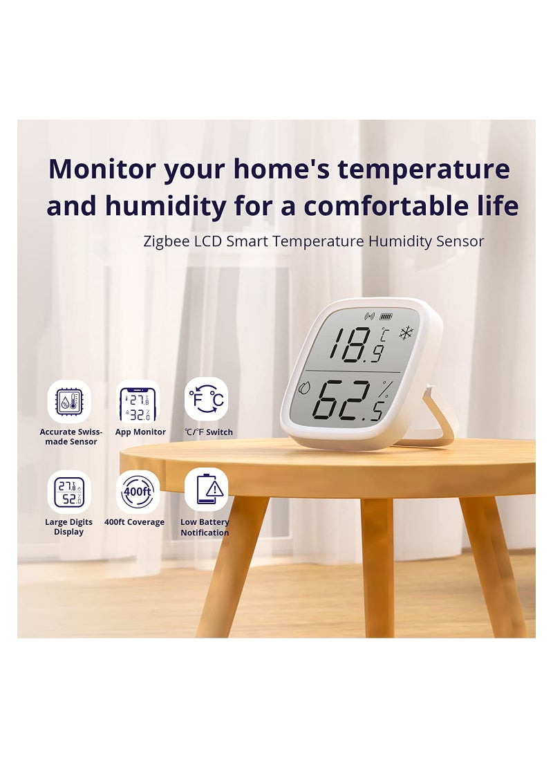 Zigbee Indoor Temperature Humidity Sensor, SNZB-02D LCD Zigbee Thermometer Hygrometer, Works with Alexa & Google Home for Remote Monitoring and Home Automation, ZigBee 3.0 Hub Required, 1-Pack
