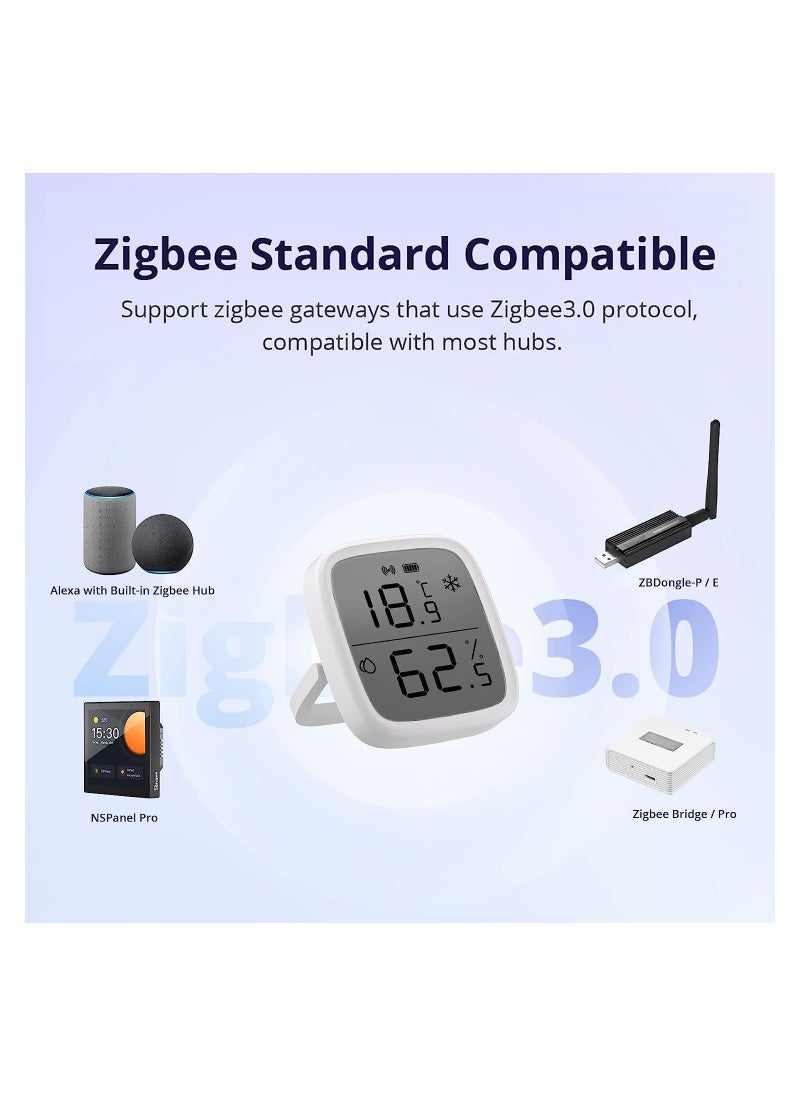 Zigbee Indoor Temperature Humidity Sensor, SNZB-02D LCD Zigbee Thermometer Hygrometer, Works with Alexa & Google Home for Remote Monitoring and Home Automation, ZigBee 3.0 Hub Required, 1-Pack
