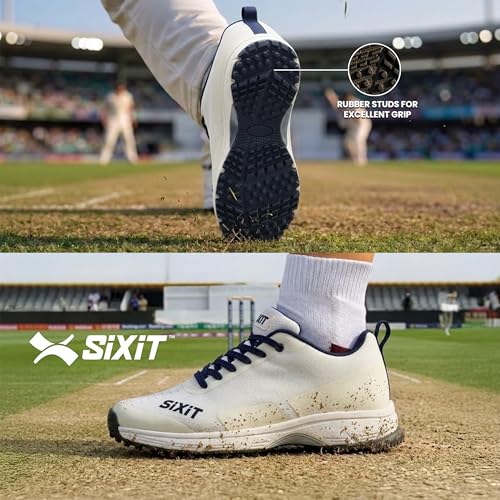 Sixit SeamTech Men’s Cricket Shoes - White/Navy - 6 - Image 4