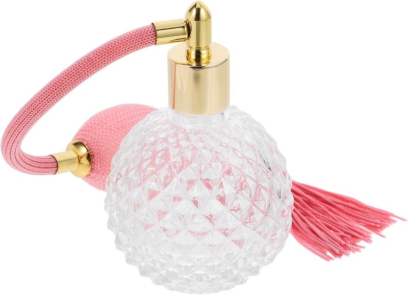 Refillable Perfume Sprayer Glass Bottle 100ml Long Tube Airbag Design Pink Vintage Style for Travel and Daily Use - Image 1