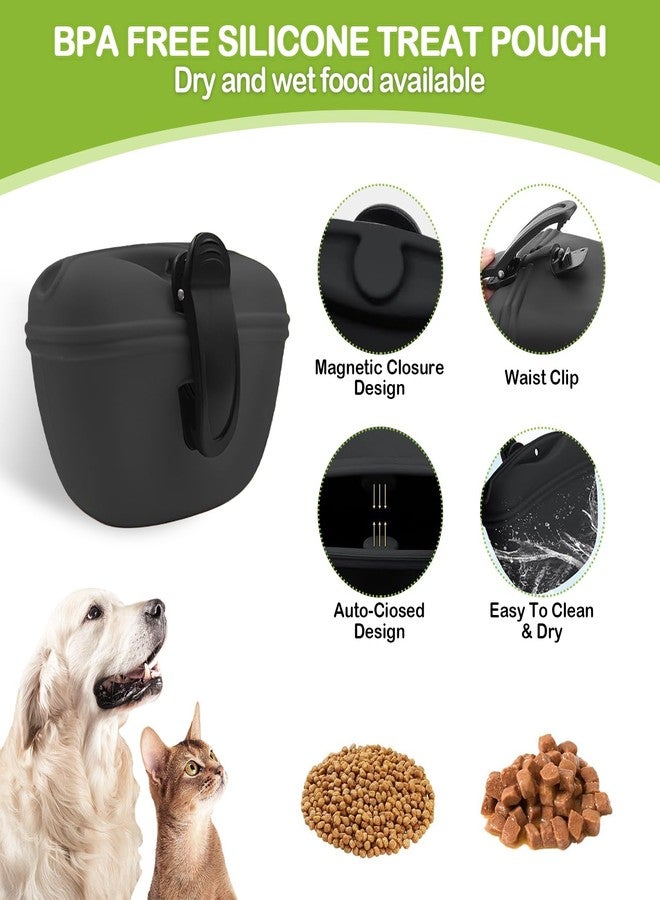 JIURUN Dog Treat Pouch for Pet Training - Dog Treat Bag (Black) - Dog Training Kit, Dog Clicker for Training, Silicone Treat Bag, 2-in-1 Whistle Clicker, Collapsible Dog Bowl, 2 Dog Poop Bag - Image 3