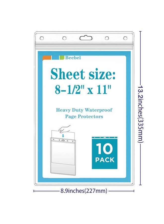 بيبيل 10 عبوات من حاملي تذاكر العمل، 8 1/2 بوصة × 11 بوصة، واقيات صفحات بسحاب مقاومة للماء شديدة التحمل، حاملات تذاكر متجر تخزين المستندات الجافة (Clearvertical) - Image 2