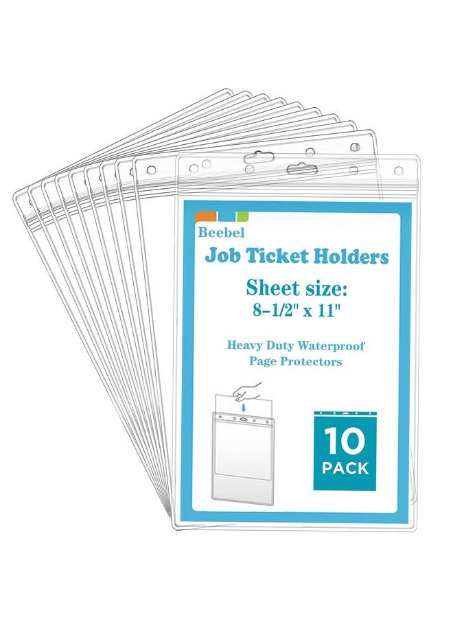 بيبيل 10 عبوات من حاملي تذاكر العمل، 8 1/2 بوصة × 11 بوصة، واقيات صفحات بسحاب مقاومة للماء شديدة التحمل، حاملات تذاكر متجر تخزين المستندات الجافة (Clearvertical) - Image 1