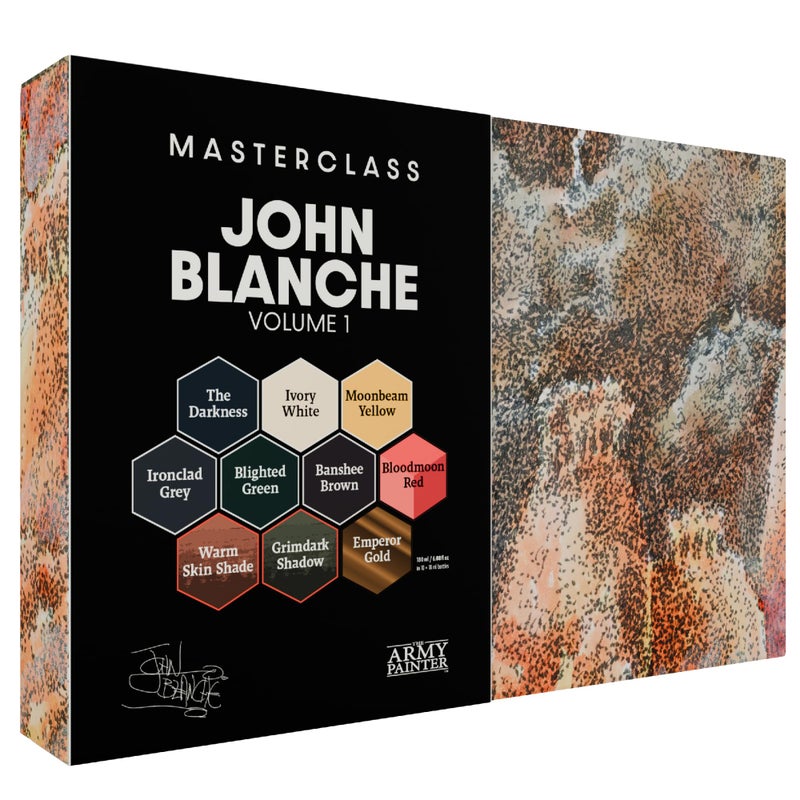 The Army Painter, Masterclass John Blanche Volume 1 Paint Set, 6 x 18 ml Warpaints Fanatic Paints, 1 unique Speedpaint, 2 Washes, 1 Metallic & 1 Art Print - Model Paint Set for Miniature Wargaming - Image 1