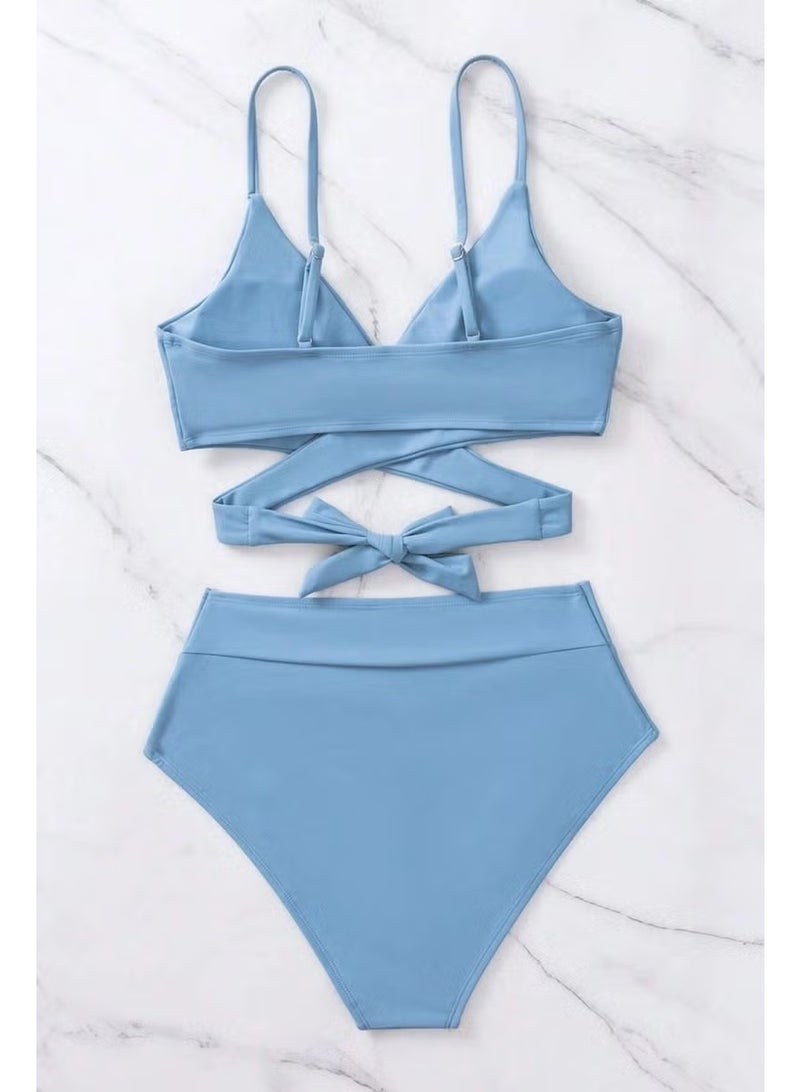Angelsin V Cut Bikini Bottom Waist Belt Detail Bikini Set - Image 5