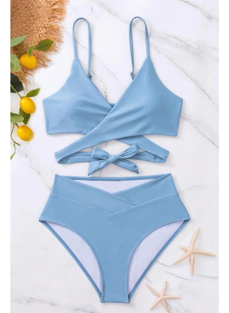 Angelsin V Cut Bikini Bottom Waist Belt Detail Bikini Set - Image 4